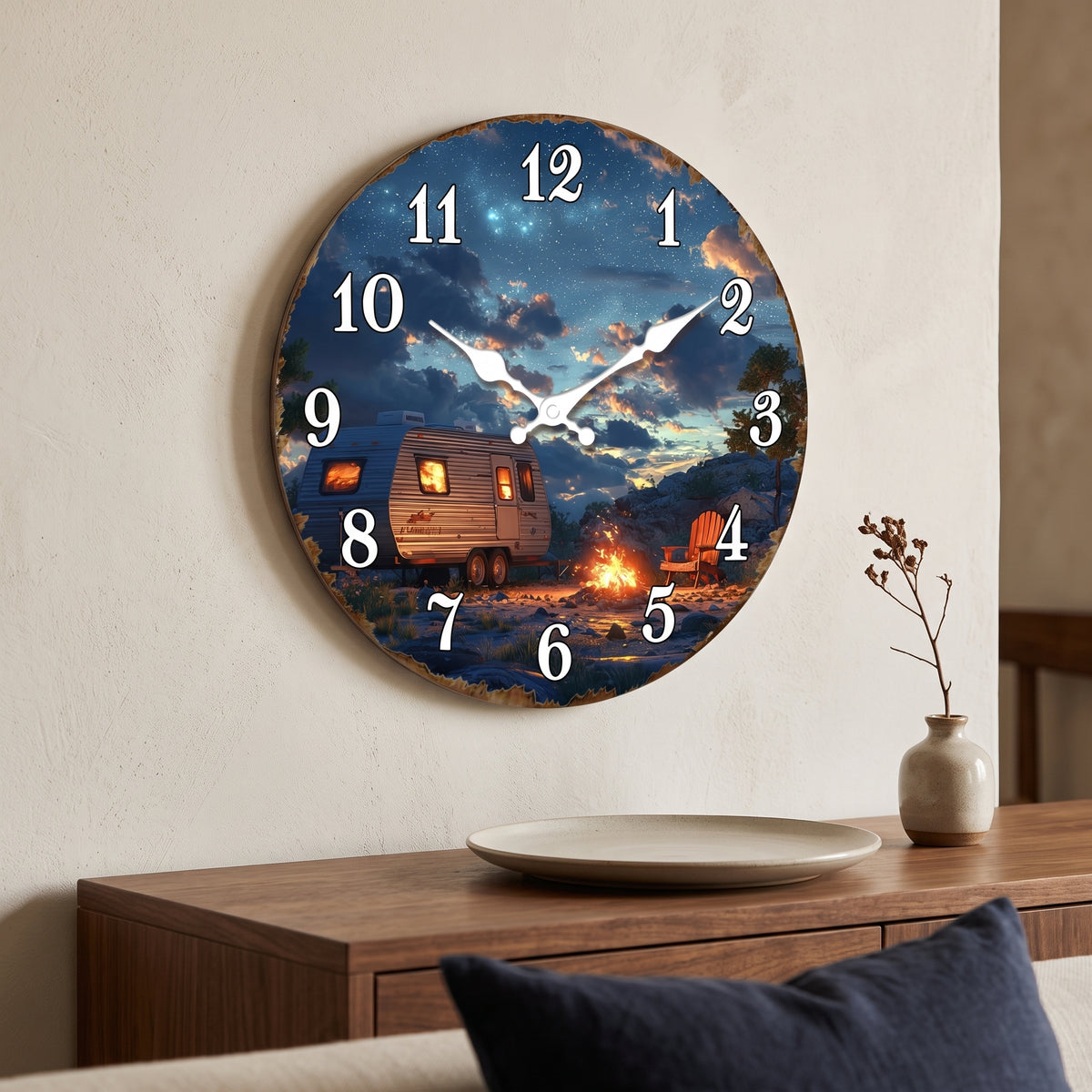 Horloge Murale Originale Camping-Car Nuit Étoilée, Silencieuse – Roulotta