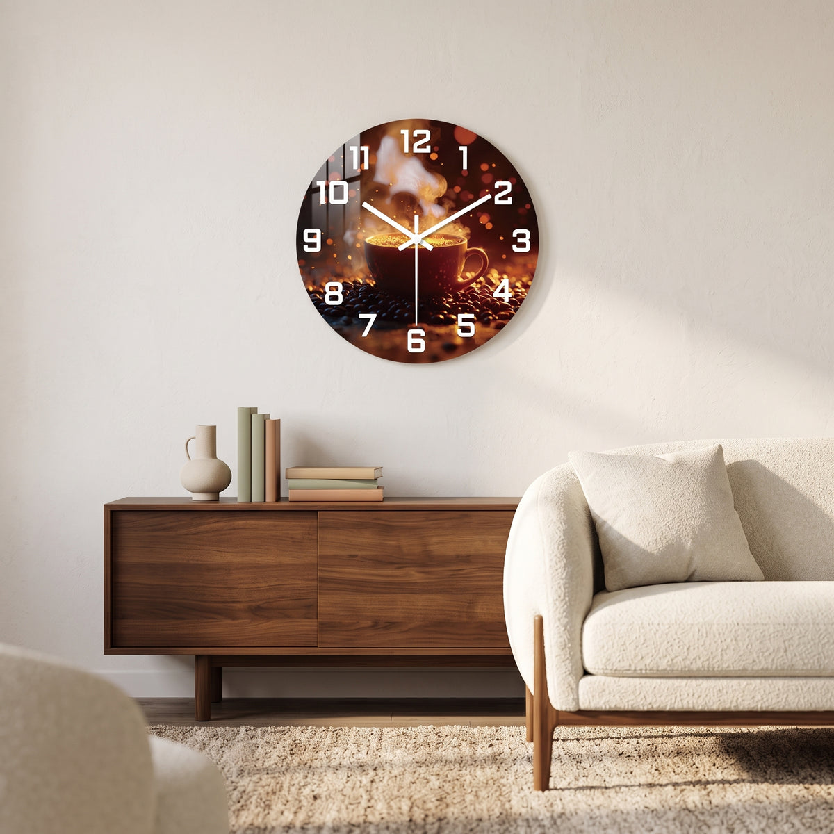 Horloge Murale Originale Tasse de Café Fumante en MDF, Silencieuse et Décorative – Cafeora