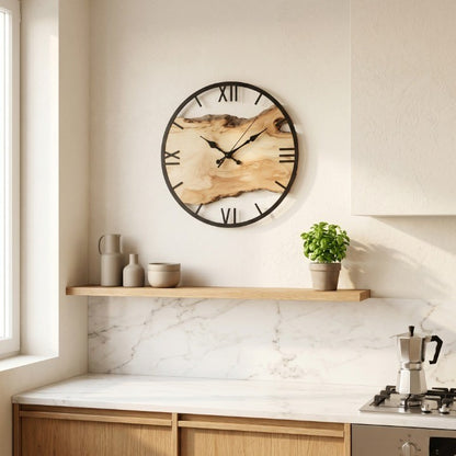 Horloge Murale Design Effet Bois Transparente, Silencieuse – Norévia
