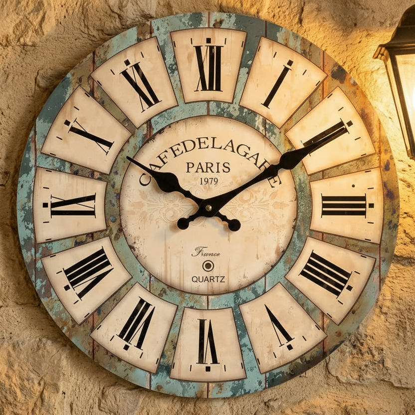 Horloge murale vintage en bois à motif grain naturel, silencieuse et décorative – Rustan