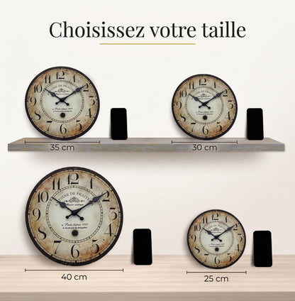 Horloge Murale Vintage Parisienne en Bois et Bambou, Silencieuse et Rétro – Antoine