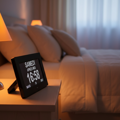Réveil LED Calendrier Multilingue avec 12 Alarmes et Télécommande – Calendra