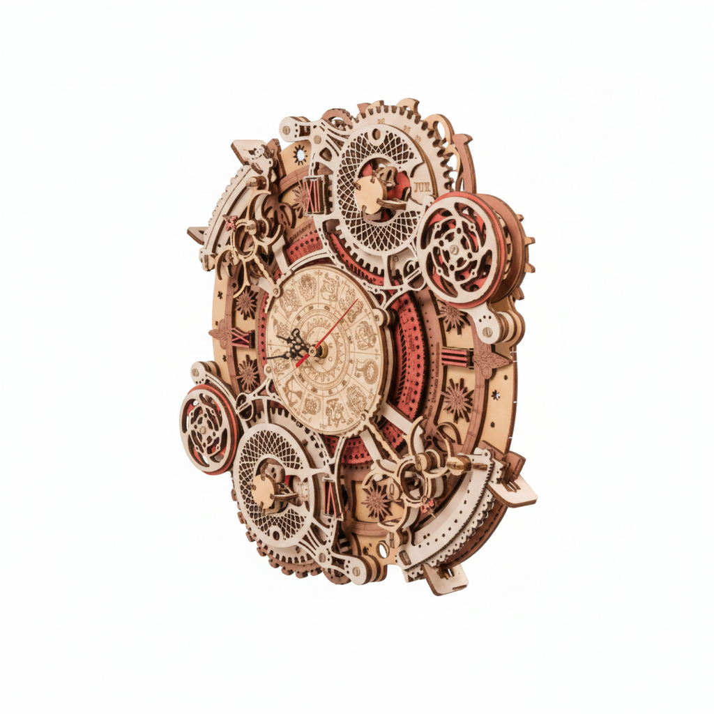 Horloge murale DIY en bois steampunk à assembler - zodiaque