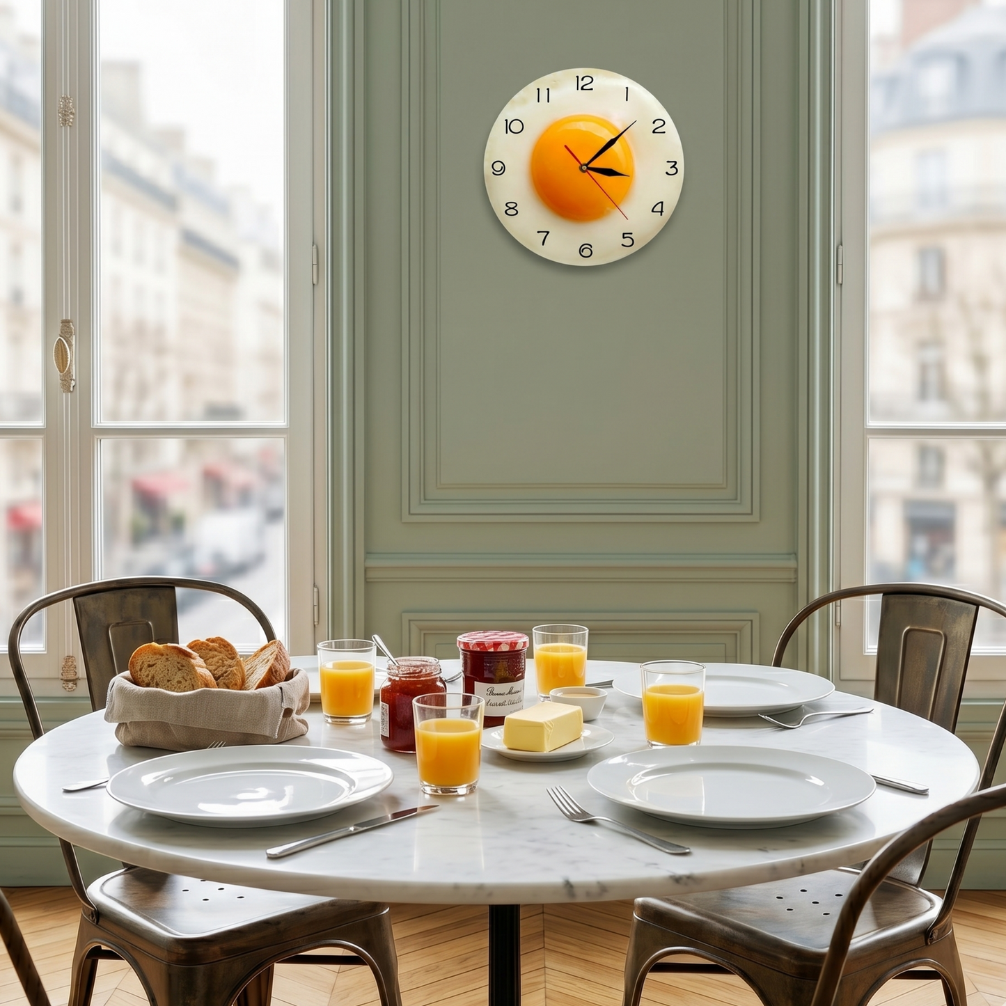 Horloge Murale Design Œuf sur le Plat en Acrylique, Silencieuse et Originale – Ovéa