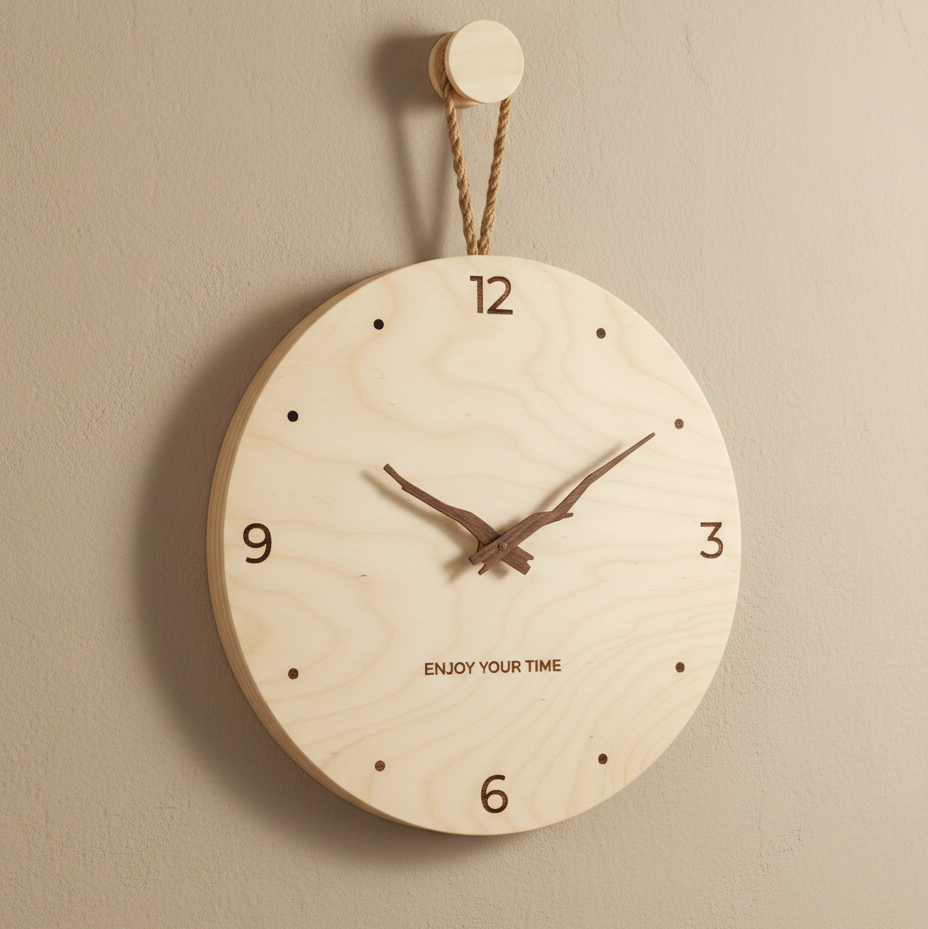 Horloge murale en bois au style nordique, silencieuse et décorative – Lunea