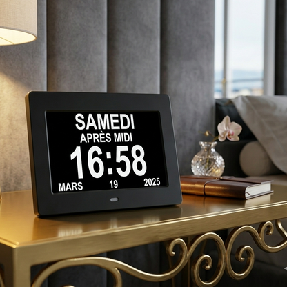 Réveil LED Calendrier Multilingue avec 12 Alarmes et Télécommande – Calendra