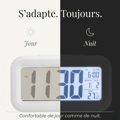 Réveil LED Grand Écran avec Snooze et Calendrier – Noctira