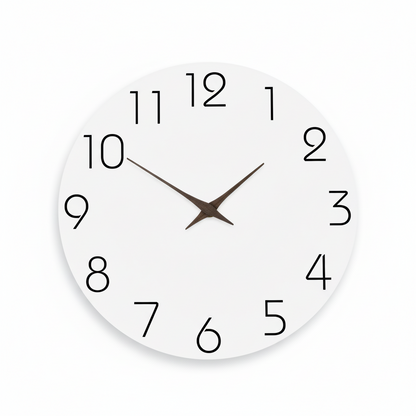 Horloge Murale Moderne en Bois Blanc, Design Élégante et Facile à Lire – Élégia