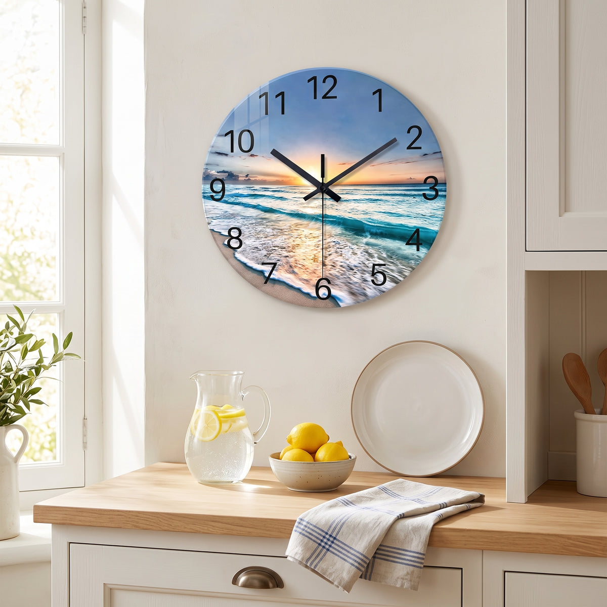 Horloge Murale Design en Verre Effet Marbre, Silencieuse – Marbéa