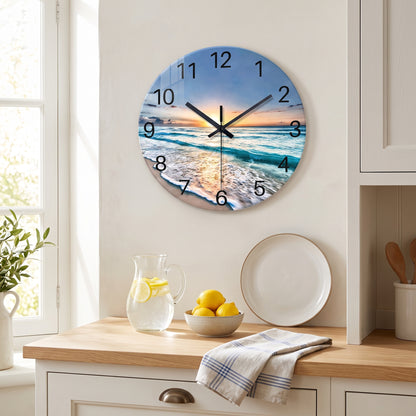 Horloge Murale Design en Verre Effet Marbre, Silencieuse – Marbéa