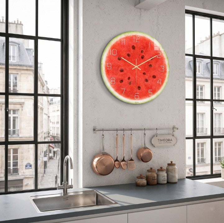 Horloge Murale Design Fruits Tropicaux en Acrylique, Silencieuse et Colorée – Fruvela