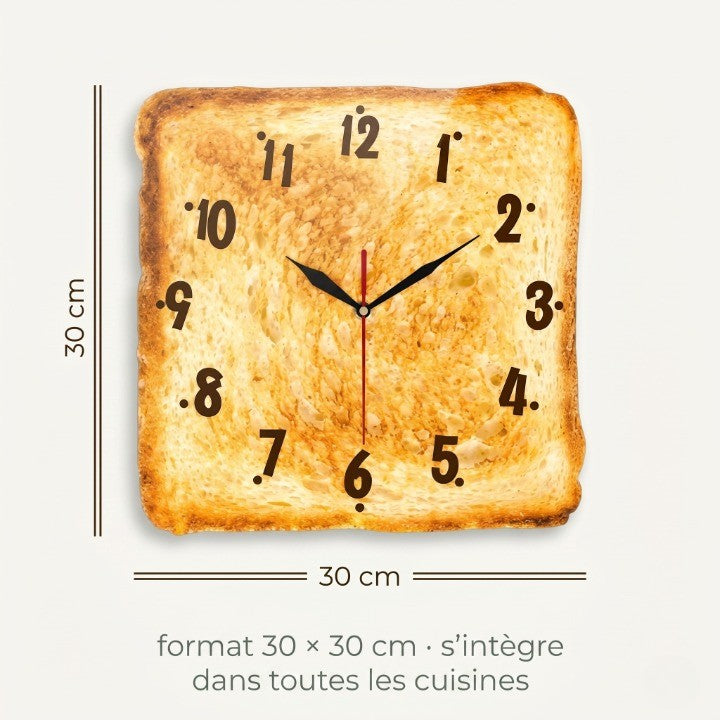 Horloge Murale Design Pain Grillé en Acrylique, Silencieuse et Originale – Toasta