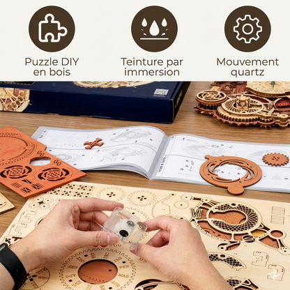 Horloge Originale DIY en Bois Steampunk à Assembler – Zodiaque