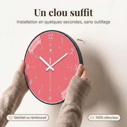 Horloge Murale Moderne Ronde en Plastique Rose, Silencieuse et Décorative – Rosalia