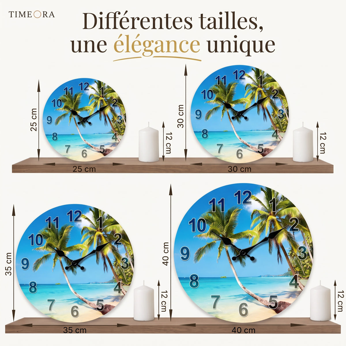 Horloge Murale Tropicale en Bois, Silencieuse – Palméa