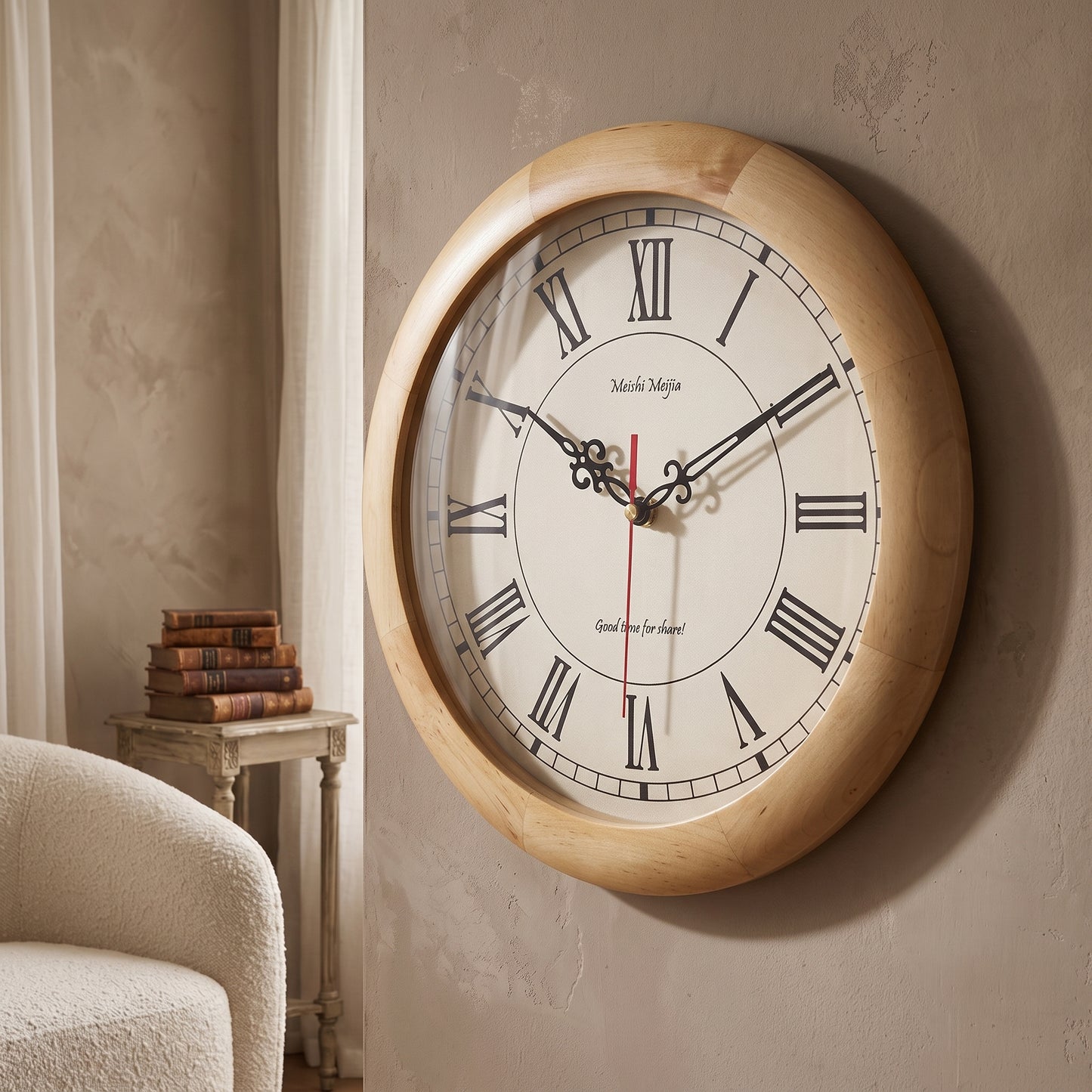 Horloge Murale Vintage Japonaise en Bois Massif, Silencieuse et Épurée – Nozomi