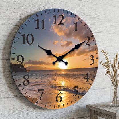 Horloge Murale Design Motif Bois en Bambou, Silencieuse et Multi-Espaces – Naturelo
