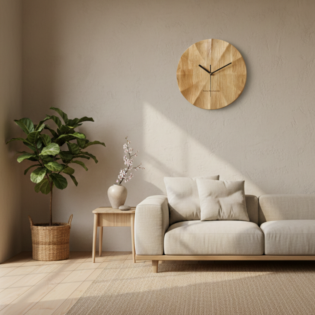 Horloge murale en bois massif au style rustique, silencieuse et décorative – Silvan