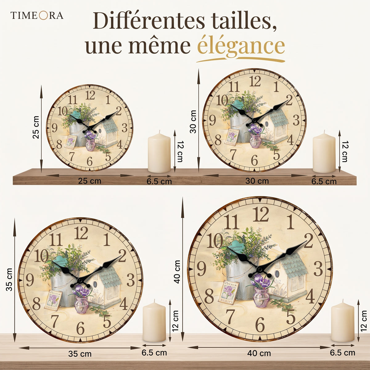 Horloge Vintage en Bois Provençal Lavande, Silencieuse – Lavandéa