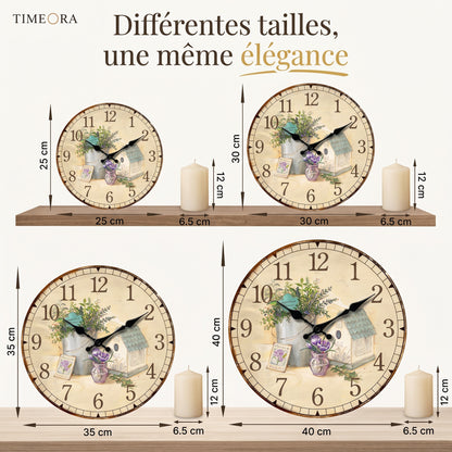 Horloge Vintage en Bois Provençal Lavande, Silencieuse – Lavandéa