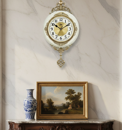 Pendule Murale Vintage Européenne Rétro avec Balancier, Silencieuse et Décorative – Auvedian