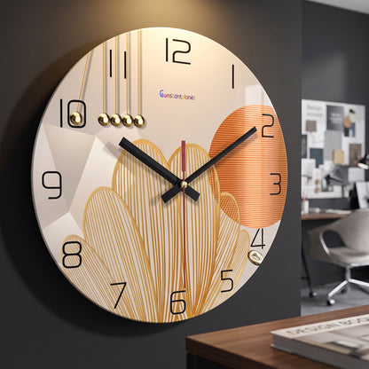 Horloge Murale Design Motif Géométrique en Verre Trempé, Silencieuse et Raffinée – Geordana