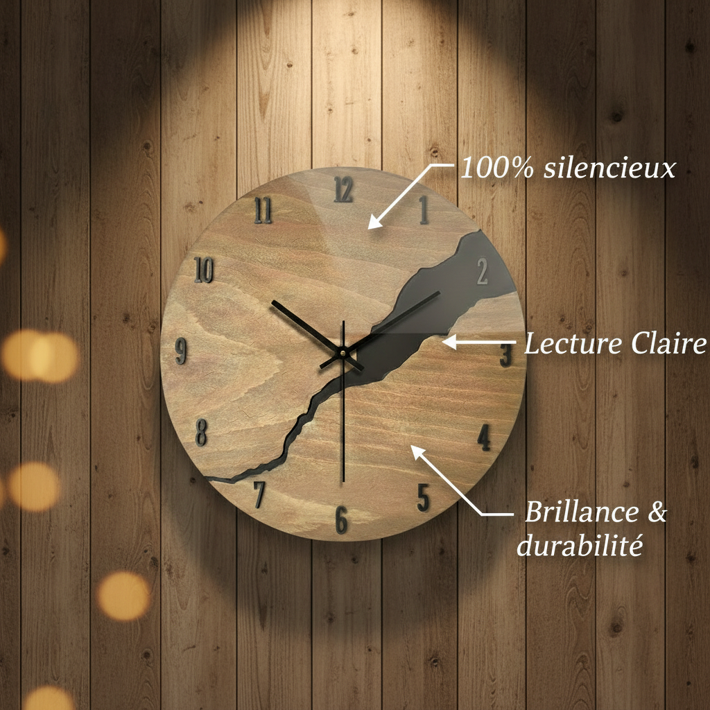 Horloge Murale en Verre et Cristal, Silencieuse et Décorative – Lignum