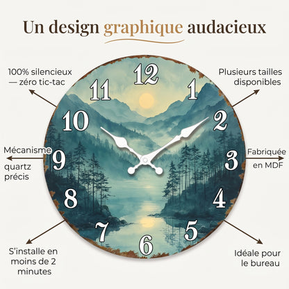 Horloge Murale Moderne Chiffres Créatifs en MDF, Silencieuse et Épurée – Numéa