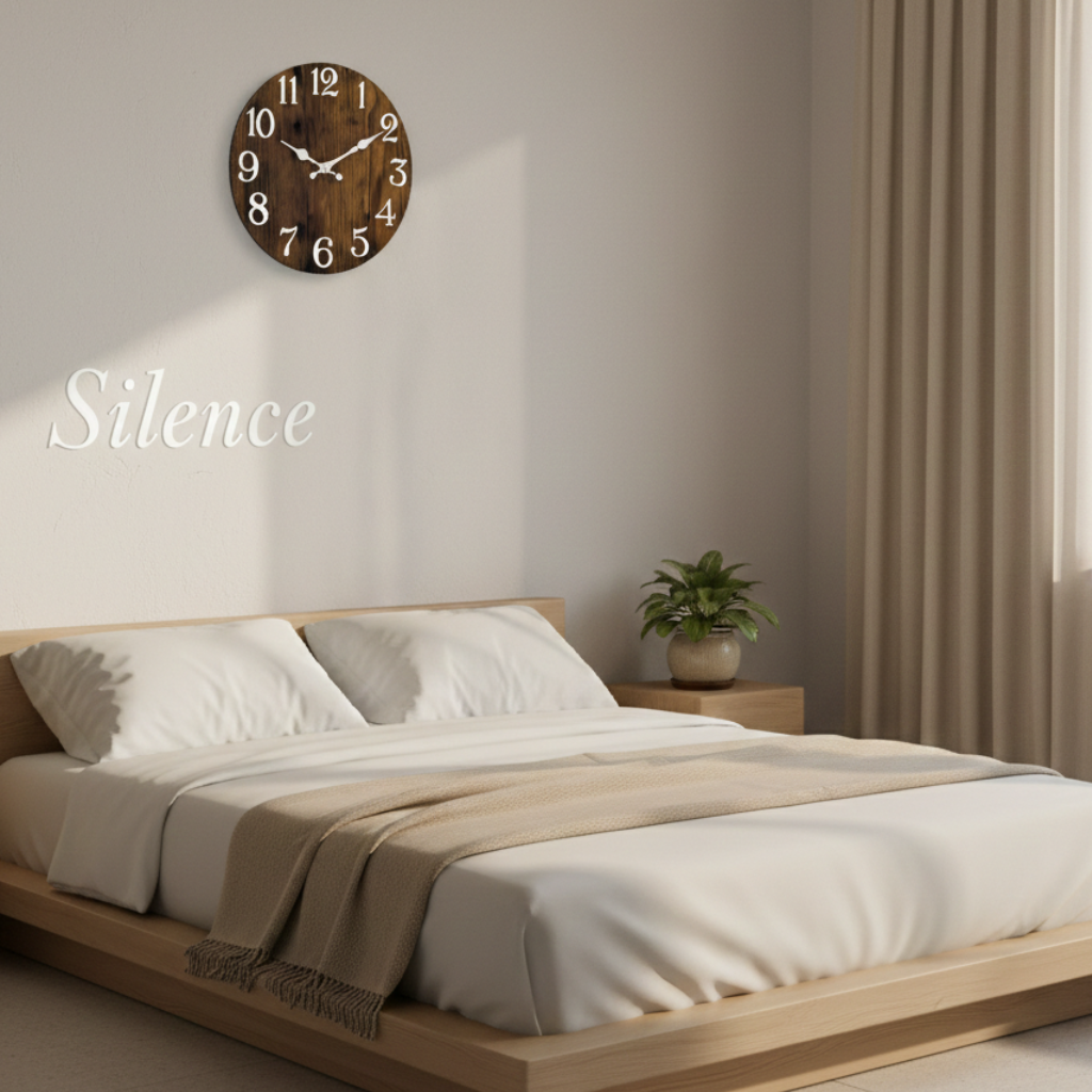 Horloge murale en bois au style rétro, silencieuse et lisible à distance – Nostrum