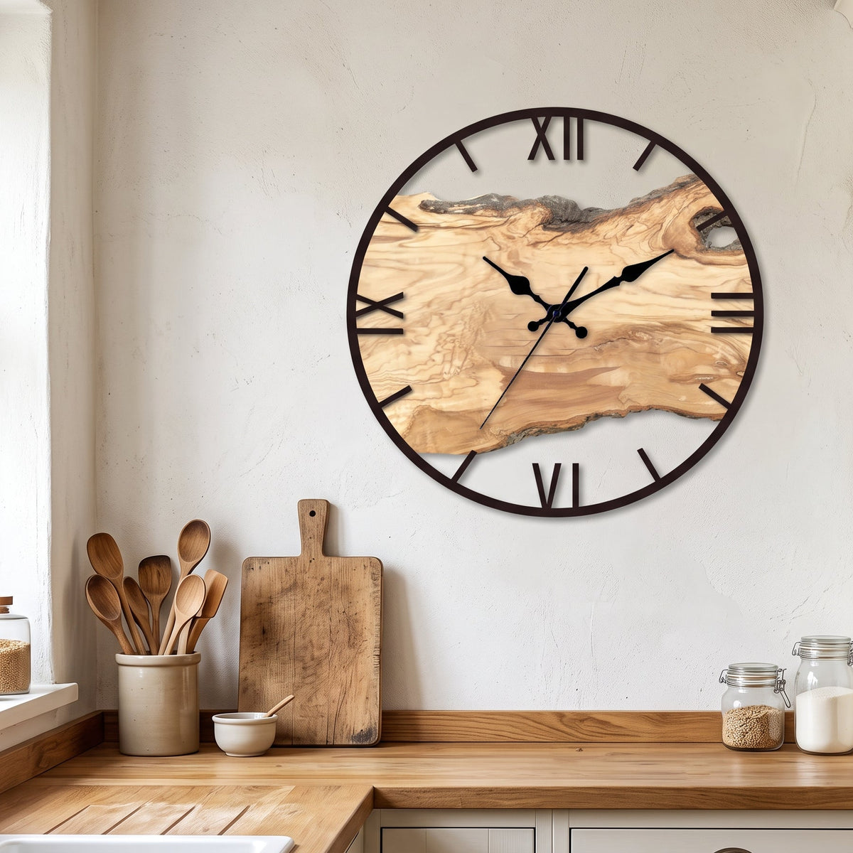 Horloge Murale Design Effet Bois Transparente, Silencieuse – Norévia