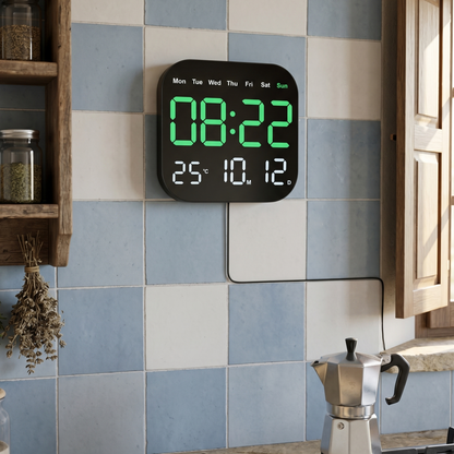 Réveil Mural LED Grand Format avec Télécommande et Double Alarme – Veltis