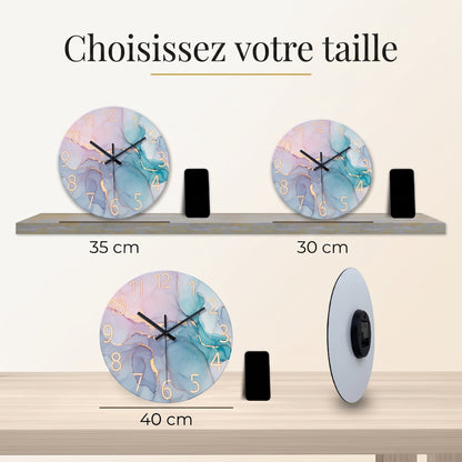 Horloge Murale Design en Verre Trempé Effet Marbre, Silencieuse et Moderne – Marelia