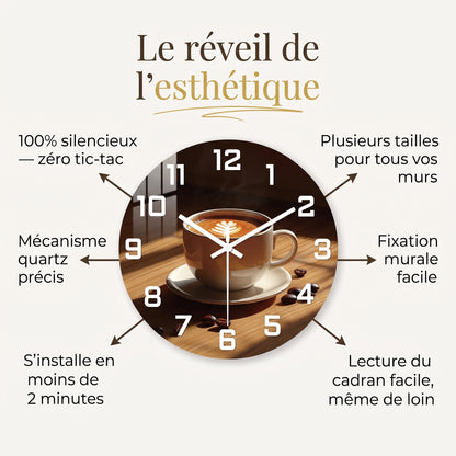 Horloge Murale Originale Tasse à Café Silencieuse – Baristéa
