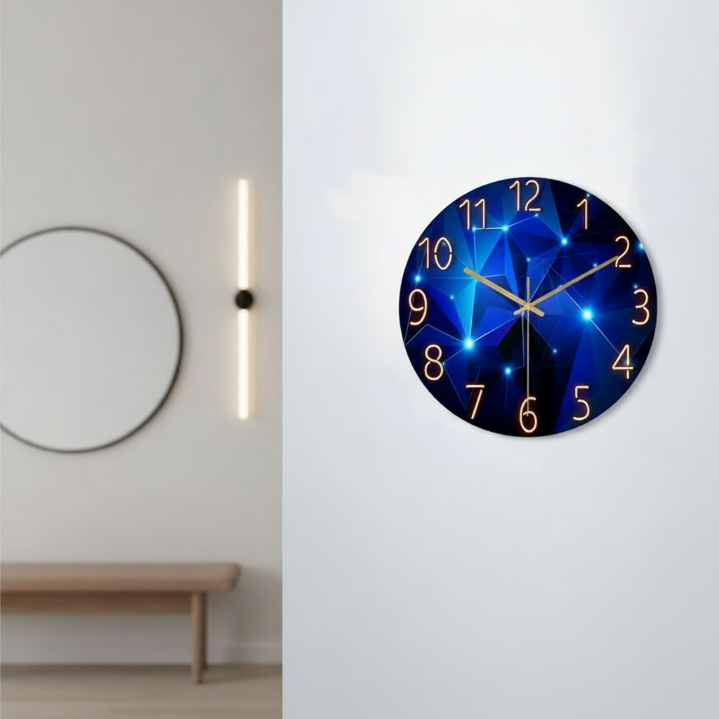 Horloge murale design géométrique en verre trempé, analogique et silencieuse – Geonix