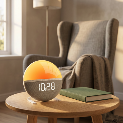 Réveil Lumineux Enfant et Adulte, Simulation Lever de Soleil, 9 Couleurs et 7 Sons Naturels – Aurina