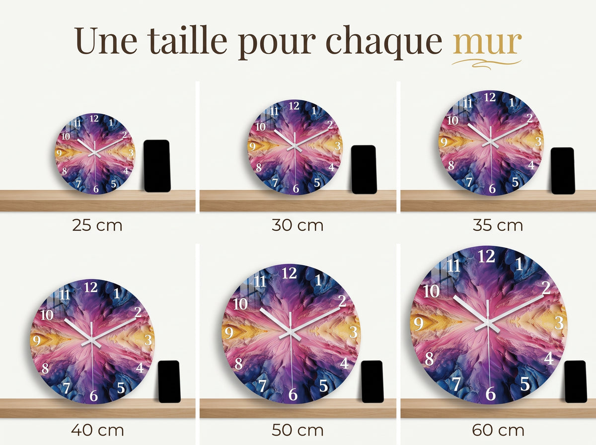 Horloge Murale Design Abstrait Violet, Silencieuse – Améthia