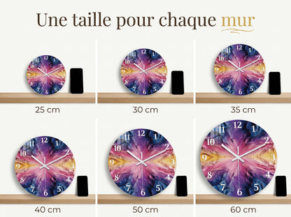 Horloge Murale Design Abstrait Violet, Silencieuse – Améthia