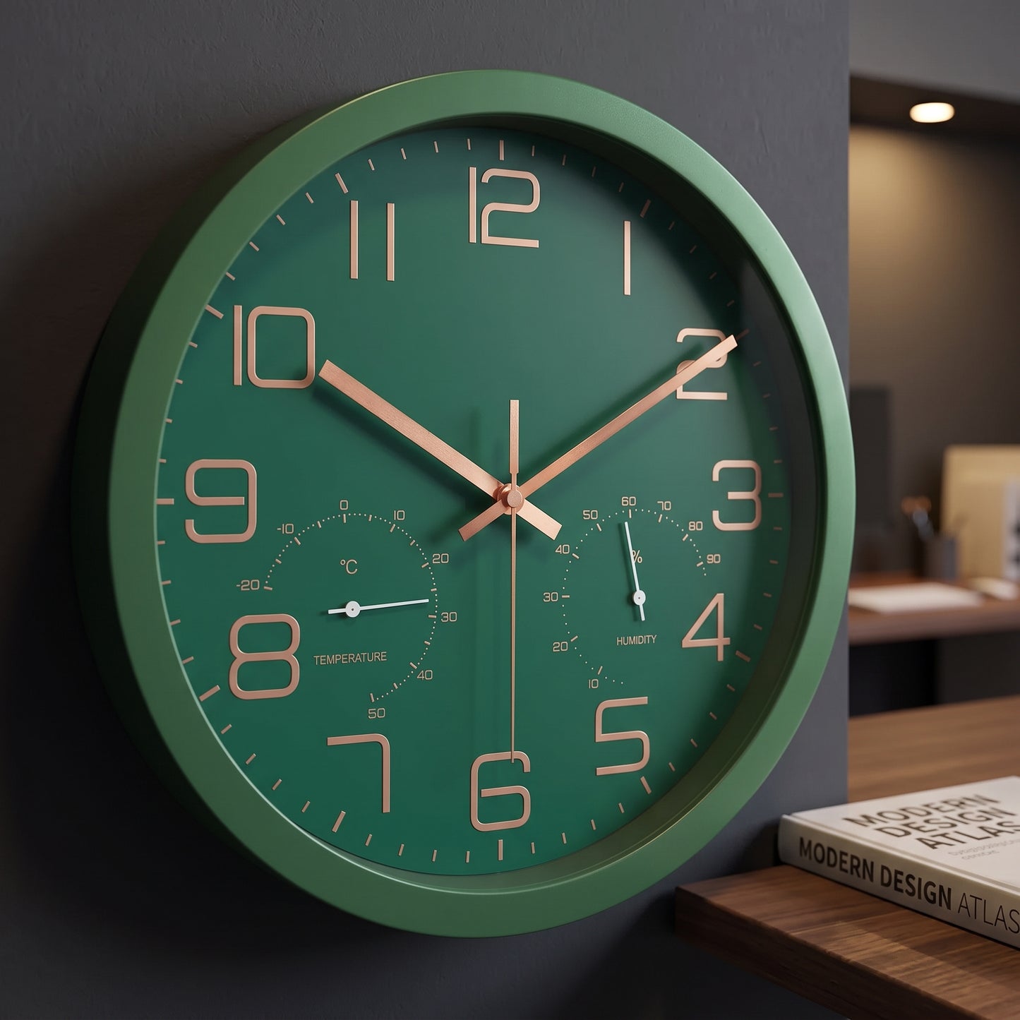 Horloge Murale Moderne avec Thermomètre, Silencieuse et Fonctionnelle – Climio