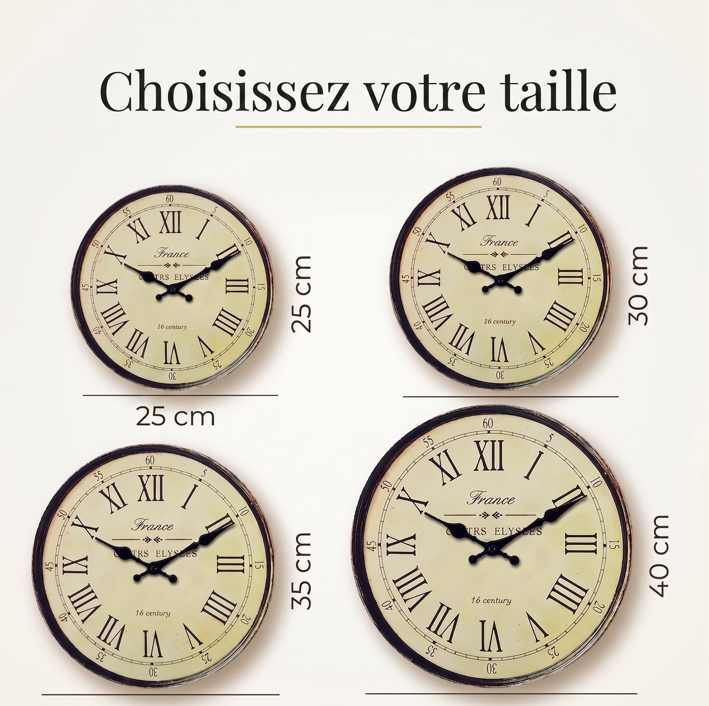 Horloge Murale Vintage Motif Français XVIe Siècle, Effet Bois et Silencieuse – Fontenoy