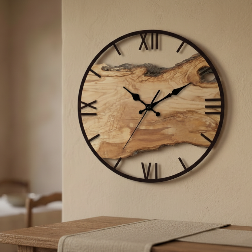 Horloge Murale Design Effet Bois Transparente, Silencieuse – Norévia