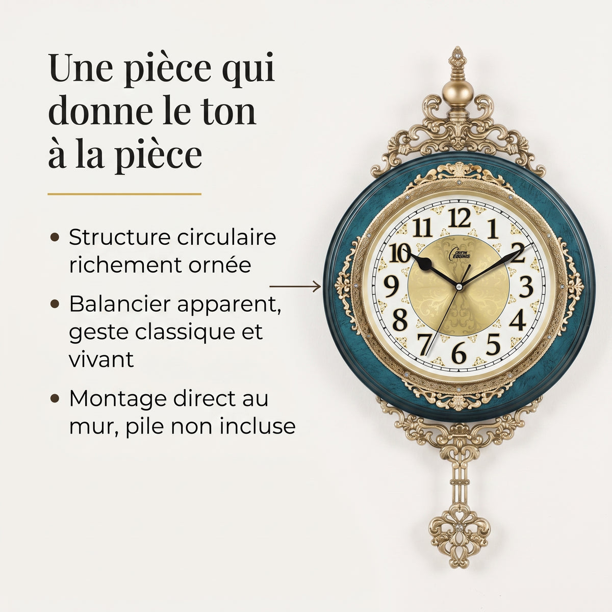 Horloge Murale Vintage Européenne Rétro avec Balancier, Silencieuse et Décorative – Auvedian