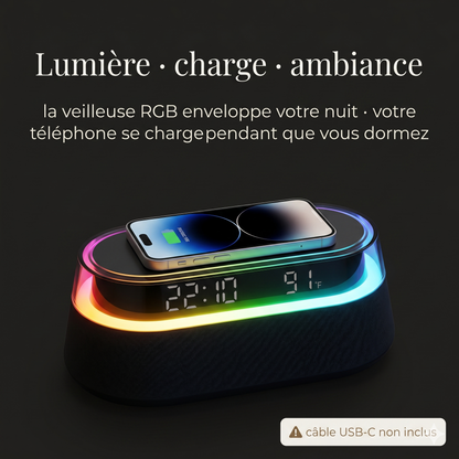 Réveil 6 en 1 avec Enceinte Bluetooth et Veilleuse RGB – Sonova