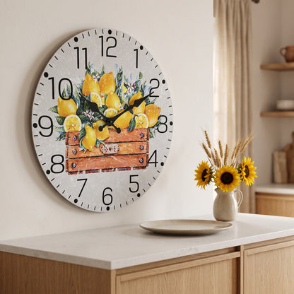 Horloge Murale Originale Citron en Bois, Silencieuse – Zestia