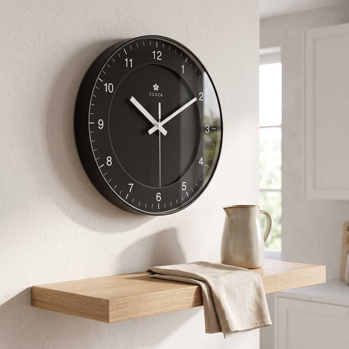 Horloge Murale Moderne Noire Simple, Silencieuse et Épurée – Nova