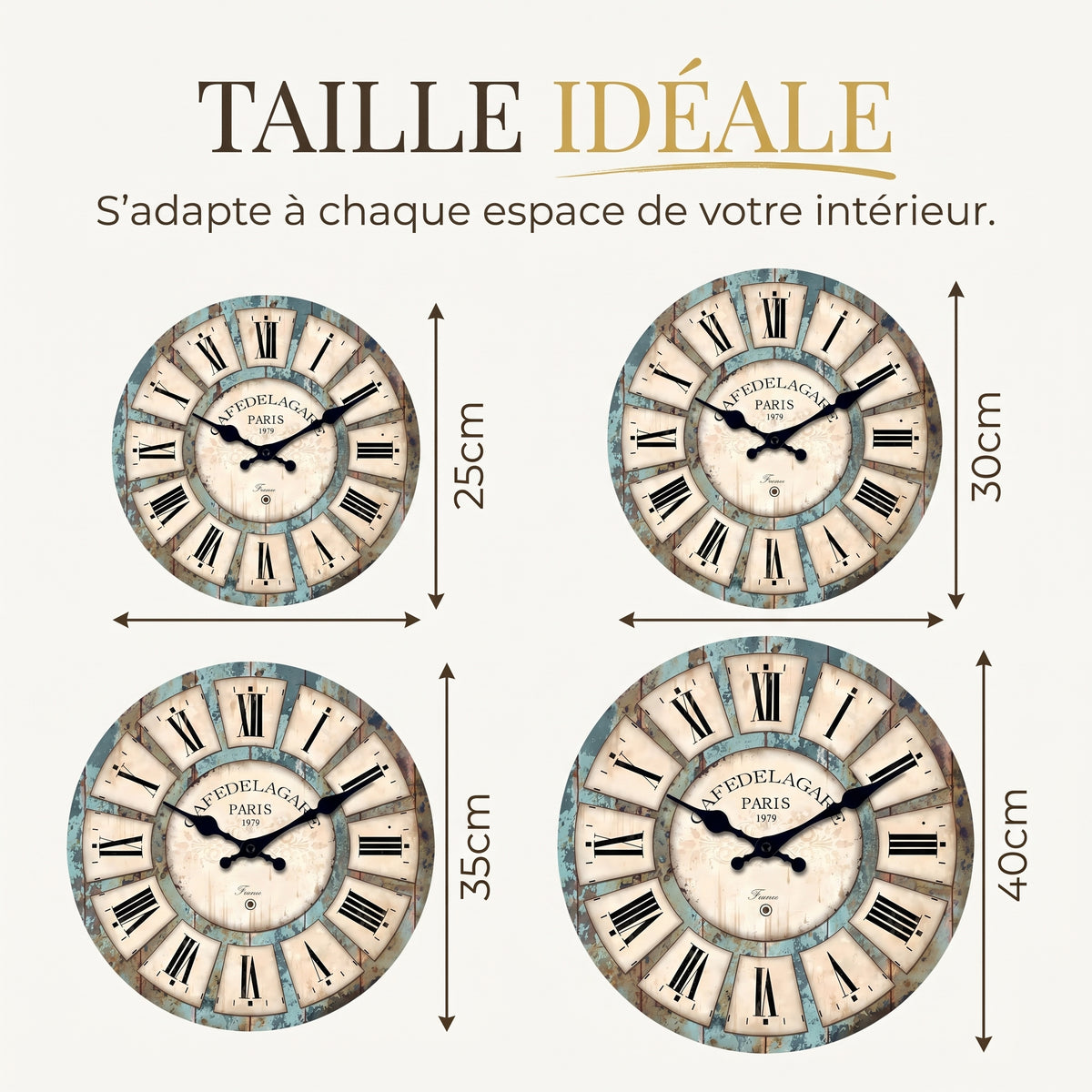 Horloge Murale Vintage en Bois à Motif Grain Naturel, Silencieuse et Décorative – Rustan