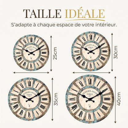 Horloge Murale Vintage en Bois à Motif Grain Naturel, Silencieuse et Décorative – Rustan