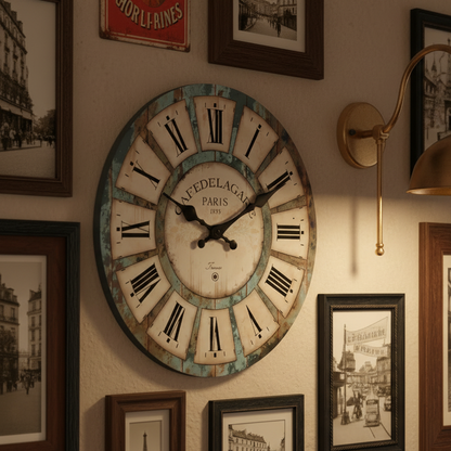 Horloge Murale Vintage en Bois à Motif Grain Naturel, Silencieuse et Décorative – Rustan