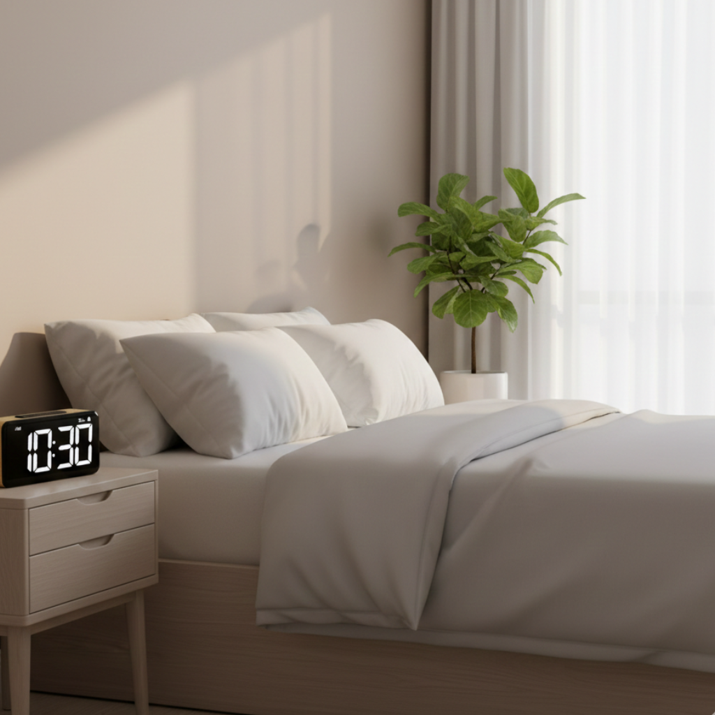 Horloge numérique réveil à affichage LED large, réglable et fonction alarme – Noklead