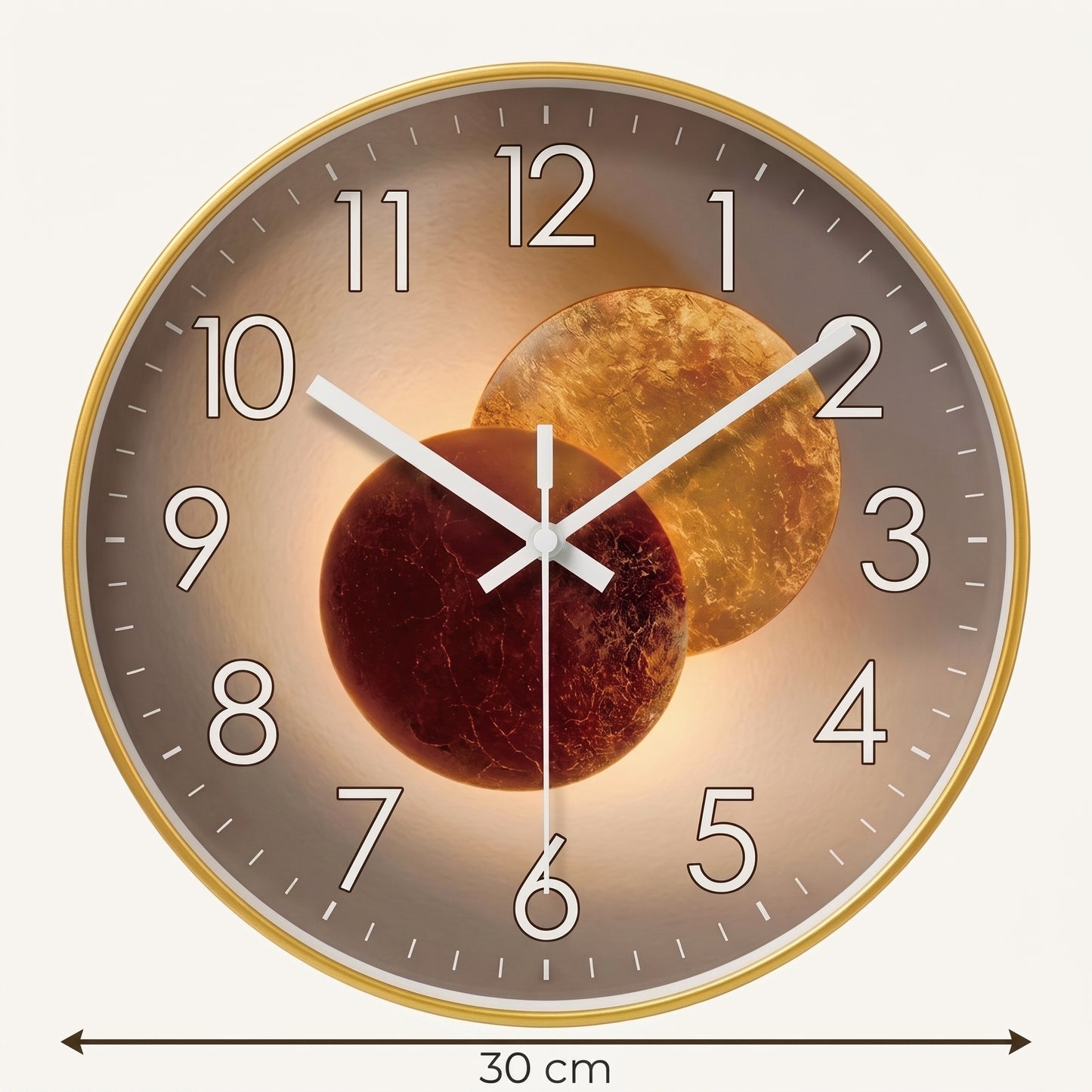 Horloge Murale Design Ronde en Verre et Cristal, Silencieuse et Épurée – Orion