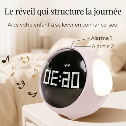 Réveil Enfant Tactile avec Double Alarme, Contrôle Vocal et Veilleuse LED – Doudoo